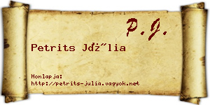 Petrits Júlia névjegykártya